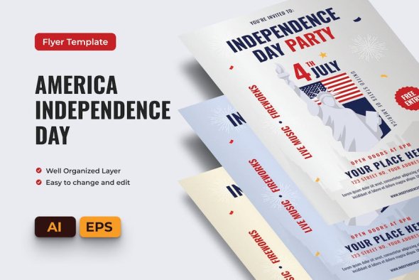 US Independence Day Flyer Ai & EPS Template - LRBJPGG