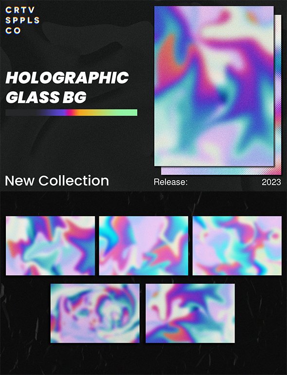 CreativeMarket - Holographic Glass Backgrounds - 21343873