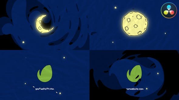 VideoHive - Cartoon Moon Logo Opener for DaVinci Resolve - 46329528