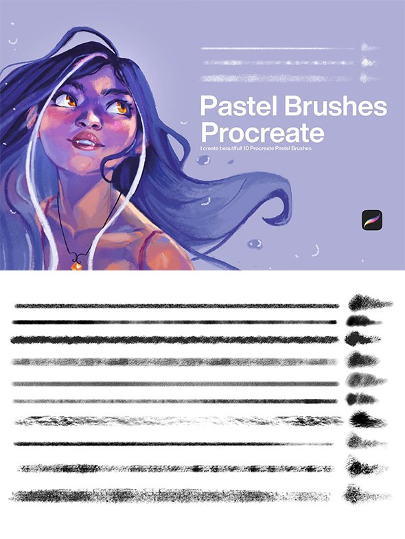 CreativeMarket - 10 Pastel Brushes Procreate - 25411231