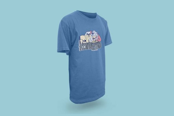 Blue Tshirt Mockup with Realistic Style - PCRJSKX