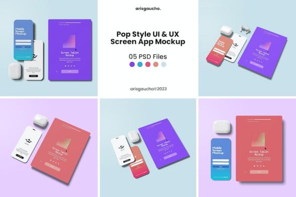 Pop Style UI and UX Screen App Mockup - GLNAGSX