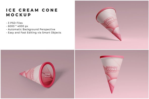 CreativeMarket - Ice Cream Cone Mockup - 24238564