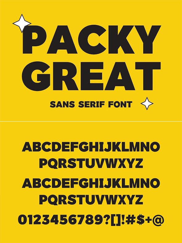 Packy Great Modern Sans Serif Font Typeface - V9L2D3D
