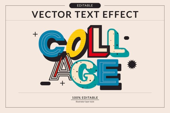 Collage Vector Editable Text Effect - GTLF3DE