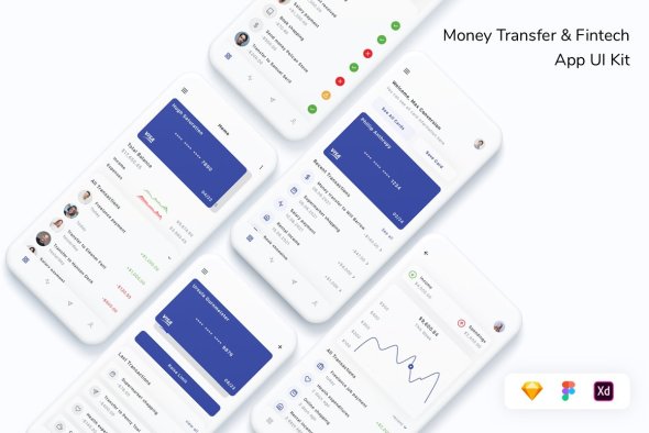 CreativeMarket - Money Transfer & Fintech App UI Kit - 6231256