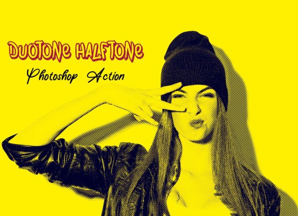 Duotone Halftone Photoshop Action - 7481628