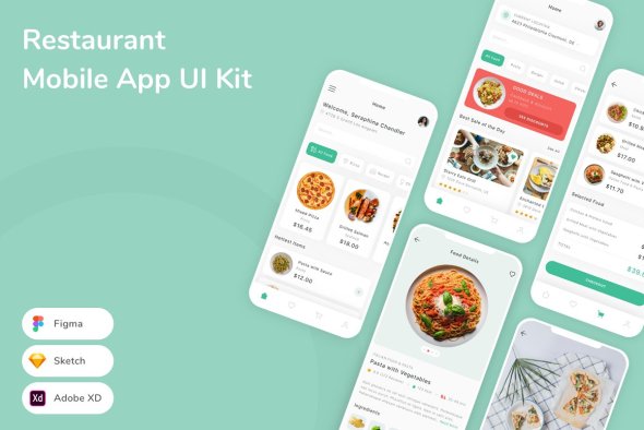 CreativeMarket - Restaurant Mobile App UI Kit - 31389747