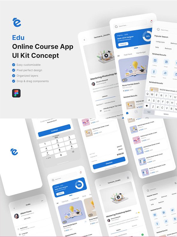 EDU - Online Course App UI Kit - PMA8SPB