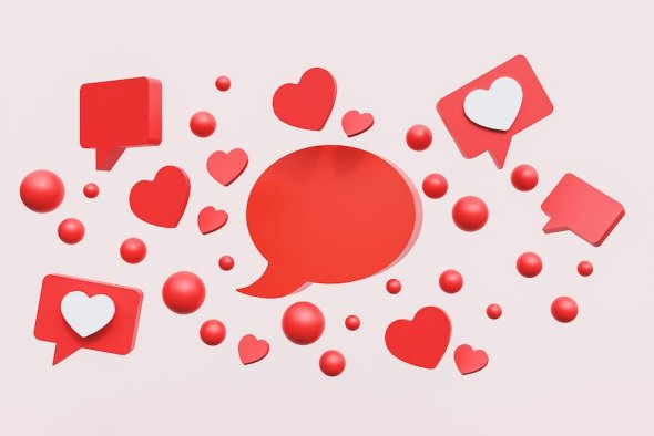 Red Speech Bubbles with Like Notifications - 876P6AD