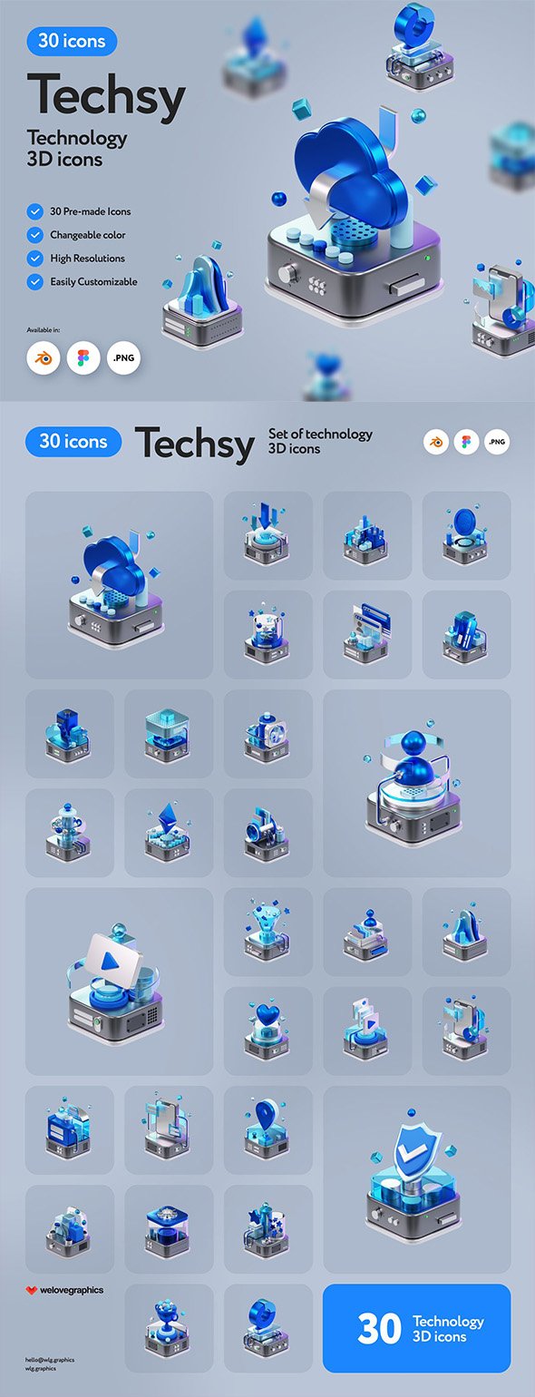 CreativeMarket - Techsy Technology 3D Icons - 17652217