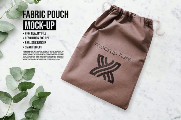 Fabric Pouch Packaging Mockups - UW8PM2V
