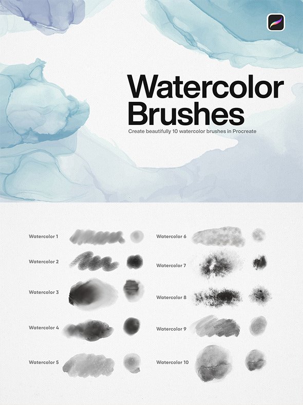 10 Watercolor Brushes Procreate