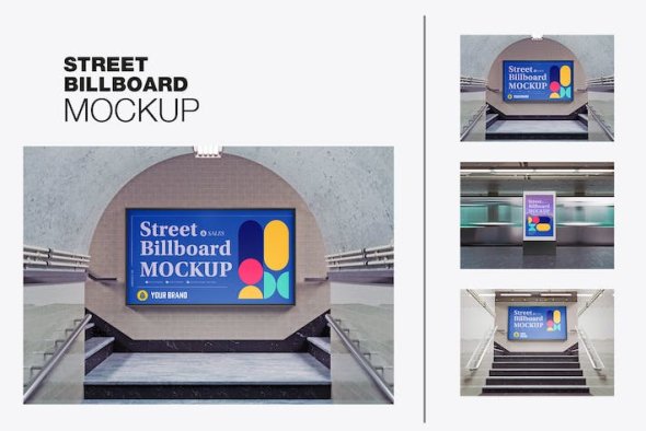 Subway Billboard Advertisement Scene Mockup - LHY3WNM