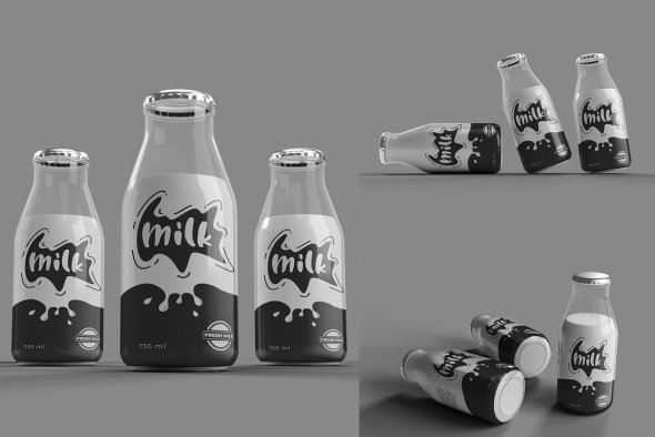 CreativeMarket - Bundle Milk Bottle Mockup - 8457766