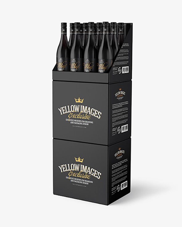 YellowiMages - Stand with Red Wine Bottles Mockup - 50873