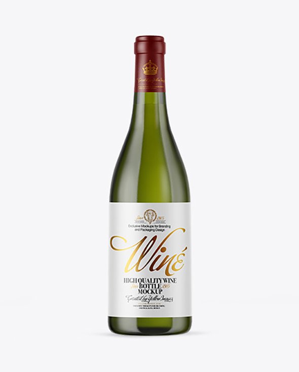 YellowiMages - Green Glass White Wine Bottle Mockup - 50537