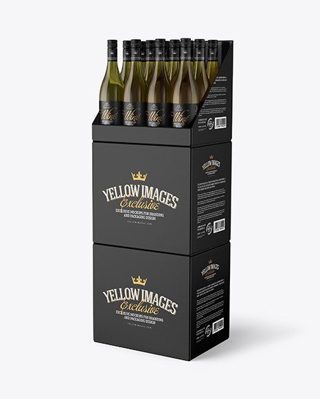 YellowiMages - Stand with White Wine Bottles Mockup - 50894
