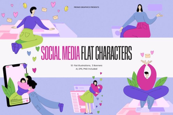 Social Media Flat Characters - DWSTM8B
