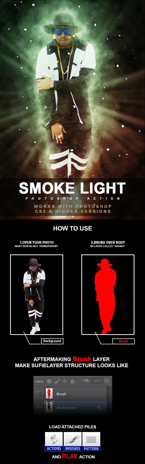 Smoke Light Photoshop Action - 25360674