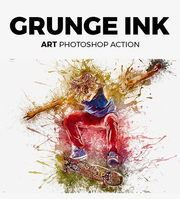 Grunge Ink Art Photoshop Action - 21237781
