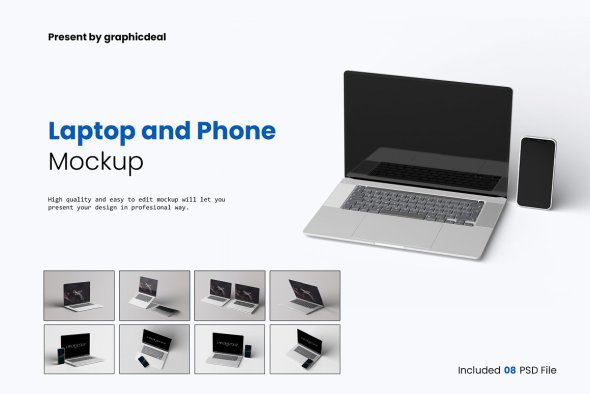 CreativeMarket - Laptop Macbook & Phone Screen Mockup - 7342658