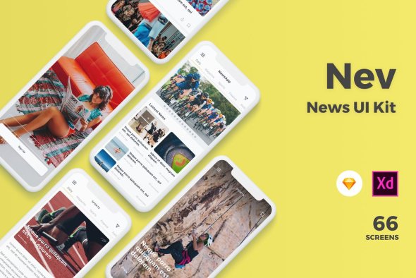 CreativeMarket - Nev - News App UI Kit - 3653818