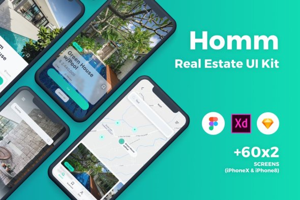 CreativeMarket - Homm Real Estate UI Kit - 4522523