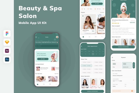 CreativeMarket - Beauty & Spa Salon Mobile App UI Kit - 11011795