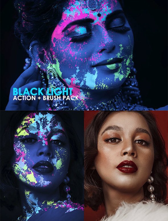 GraphicRiver - Black Light Colorful Liquid Neon Splatter Action for Portraits - 33478206