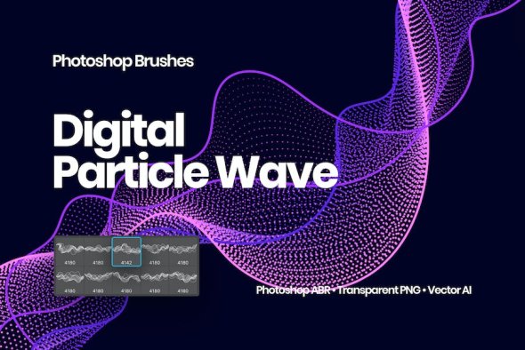 GraphicRiver - Digital Particle Waves Photoshop Brushes - 34655376