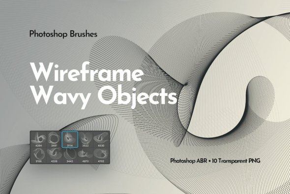 GraphicRiver - Wireframe Wavy Objects Photoshop Brushes - 25336830