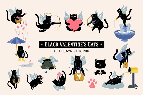 CreativeMarket - 17 Cupid Cats For Valentine's Day - 42157135