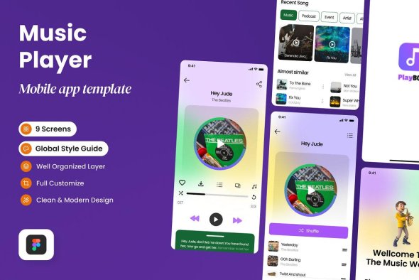 CreativeMarket - Play Box - Music Player Mobile Apps - 42166664