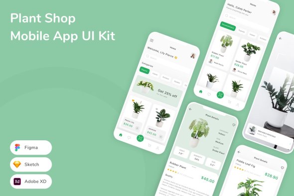 CreativeMarket - Plant Shop Mobile App UI Kit - 42149572