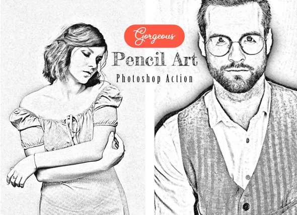 CreativeMarket - Gorgeous Pencil Art Photoshop Action - 13402602