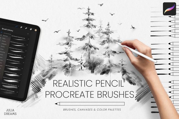 CreativeMarket - Realistic Pencil Procreate Brushes - 15945308