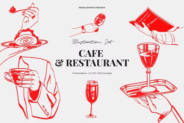 Cafe & Restaurant Illustration Set - AK5JCY3