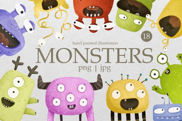 CreativeMarket - Cartoon Monster Characters Halloween - 7440392