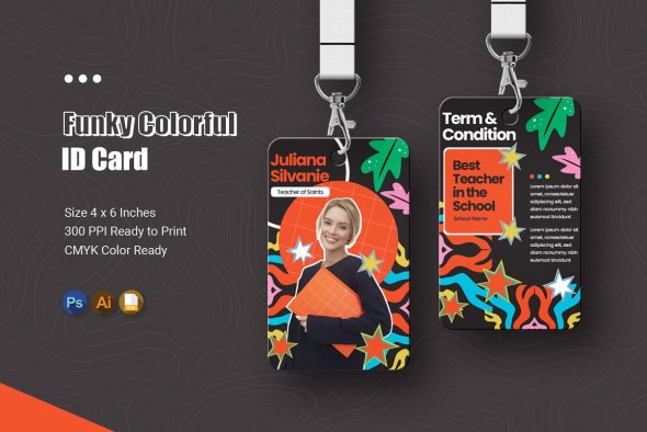 CreativeMarket - Funky Colorful ID Card - 42199673