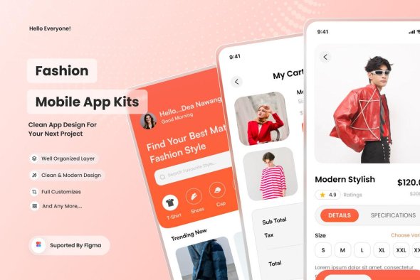 CreativeMarket - E-Commerce Fashion App Mobile UI Kit - 42204920