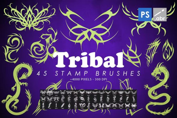45 Tribal Tattoo Photoshop Stamp Brushes - UGLX4PW