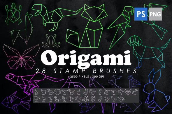 28 Origami Animals Photoshop Stamp Brushes - PT9TVN4
