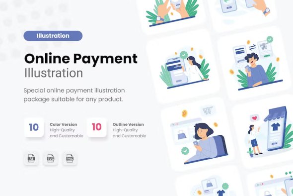 Online Payment Illustrations Collections - U93ATYH