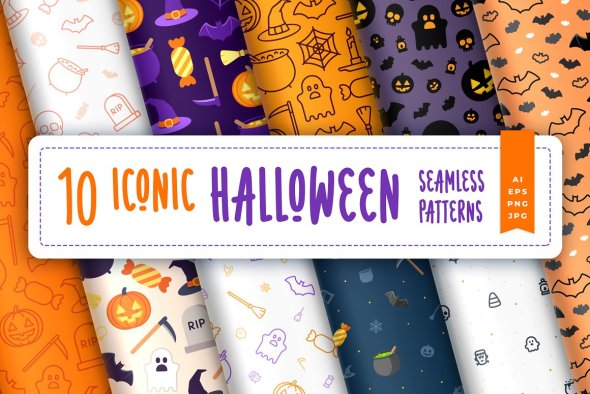 CreativeMarket - Iconic Halloween Seamless Pattern - 7547827