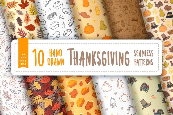 CreativeMarket - Autumn Thanksgiving Seamless Pattern - 42218578