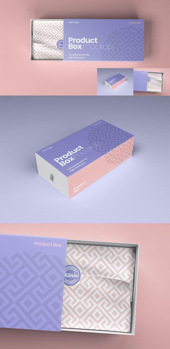 Product Box With Decorative Paper Mockup - V3MP6NJ