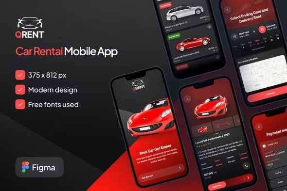Qrent Car Rental Mobile App Figma Template - LG47FUM
