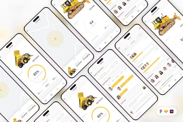 Smart Construction Mobile App UI Kit - YFDWN94