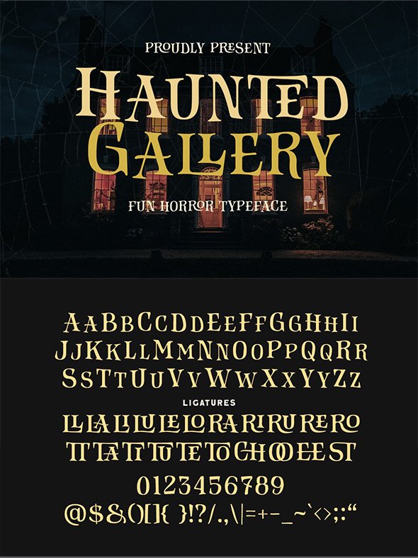 CreativeMarket - Haunted Gallery - Fun Horror Font - 42189205